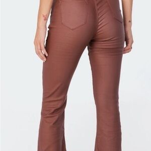Edikted Brown Faux Leather Flare Pants